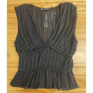 Zara gathered sleeveles sheer top-Small
